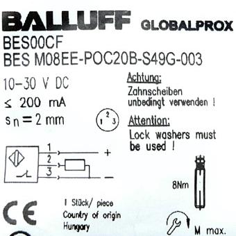 Inductive standard sensor BES M08EE-POC20B-S49G-003 