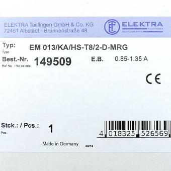 Motor protection-Main-Emergency-switch EM 013/KA/HS-T8/2-D-MRG 