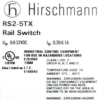 Ethernet Rail Switch RS2-5TX 