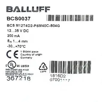 Kapazitiver Sensor zur Objekterkennung BCS M12T4D2-PSM40C-S04G 