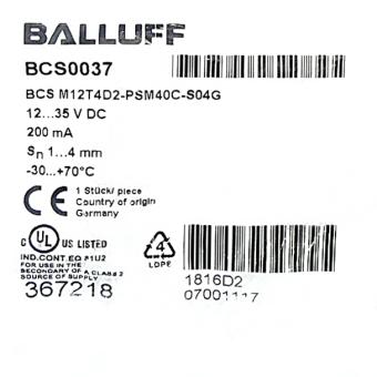 Capacitive sensor for object recognition BCS M12T4D2-PSM40C-S04G 