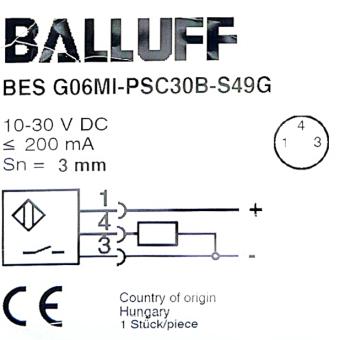 Induktiver Standardsensor BES G06MI-PSC30B-S49G 