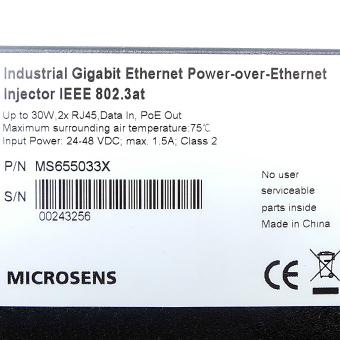 Industrial Gigabit Ethernet Power -over- Ethernet Injector IEEE 802.3at 