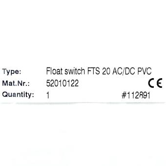 Float switch FTS 20 AC/DC PVC 