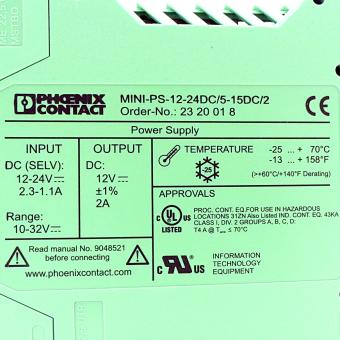 Hutschienen-Netzteil MINI-PS-12-24DC/5-15DC/2 