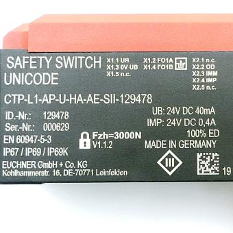 Transponder-coded safety switch CTP-L1-AP-U-HA-AE-SII 