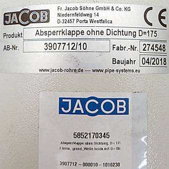 Absperrklappe ohne Dichtung D = 175, pneumatisch betätigt mittels Drehantrieb 