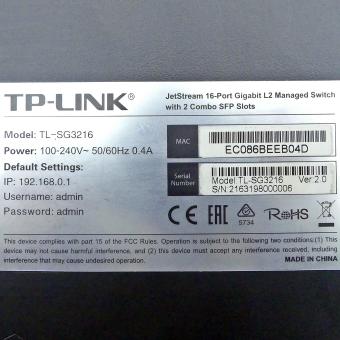 L2 Managed Switch JetStream 16-Port Gigabit  Refurbished