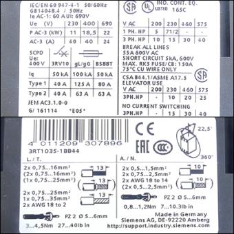 Power contactor 3RT1035-1BB44  