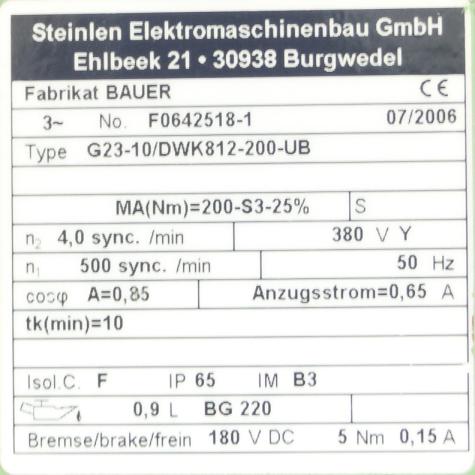 Getriebemotor G23-10/DWK812-200-UB Neu