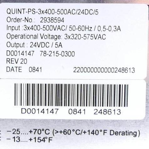 Power Supply QUINT-PS-3x400-500AC/24DC/5  Used