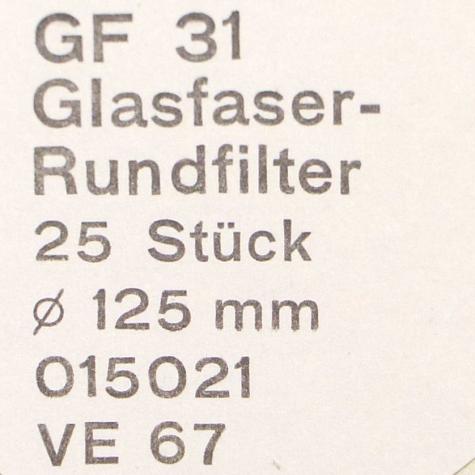 Glasfaser-Rundfilter GF31  25 Stk.  Neu OVP
