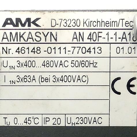 Power supply module  (version 01.01) AMKASYN AN 40F-1-1-A18 Used