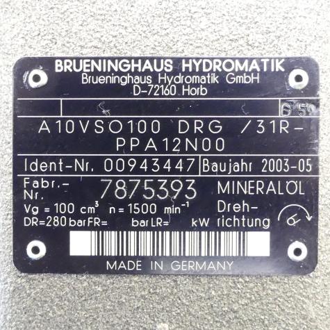 Axial piston pump A10VSO100 DRG /31R-PPA12N00 Used