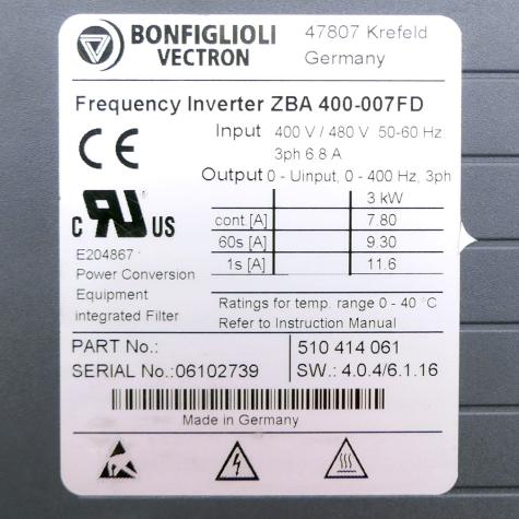 Frequency converter ZBA 400-007FD Used