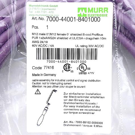 Profibus Cable M12 St. 0° / M12 Bu. 0° B-cod.  New