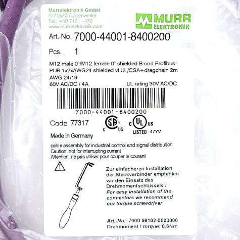 Profibus Kabel M12 St. 0° / M12 Bu. 0° B-kod.  