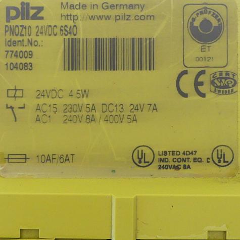 PNOZ 10 24VDC 6S40 Sicherheitsschaltgerät PNOZ 10 24VDC 6n/o 4n/c Gebraucht