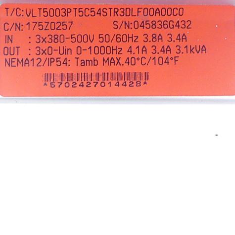 VLT5003 Variable Speed Drive 175Z0257 Used