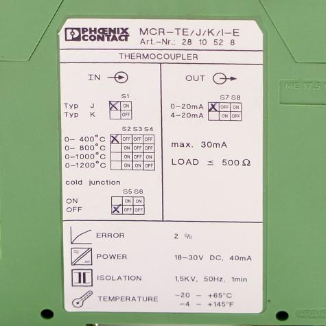 Thermoelement-Messumformer MCR-TE/J/K/I-E 