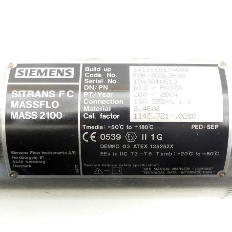 Flow sensor SITRANS F C MASSFLO MASS 2100 Used