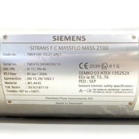 Durchflusssensor SITRANS F C MASSFLO MASS 2100  Gebraucht
