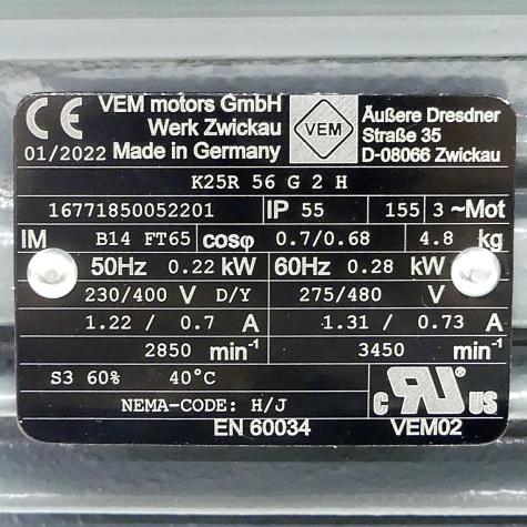 Drehstrommotor K25R 56 G 2 H Gebraucht