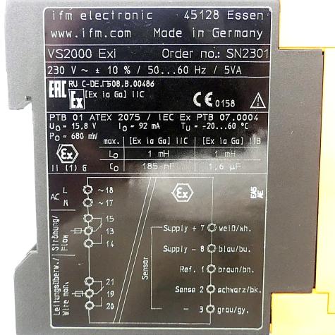 Evaluation unit for flow sensors VS2000 Exi  Used
