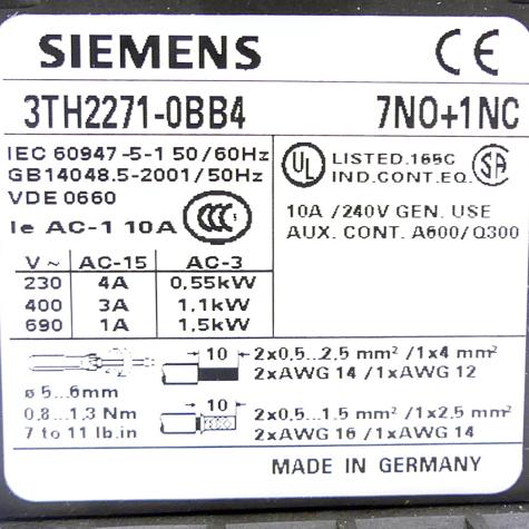 Hilfsschütz 3TH2271-0BB4 Neu OVP