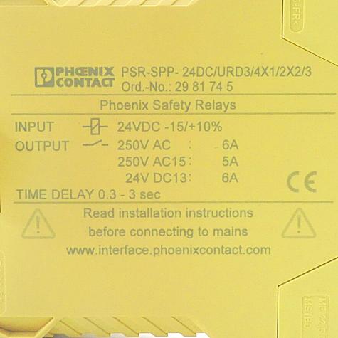 Safety relay PSR-SPP-24DC/URD3/4X1 PSR-SPP-24DC/URD3/4X1/2X2/3 Used