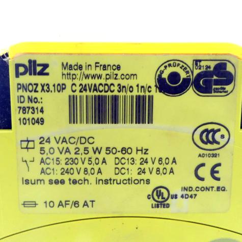 Sichheitesrelais PNOX X3.10P C 24VACDC 3n/o 1n/c 