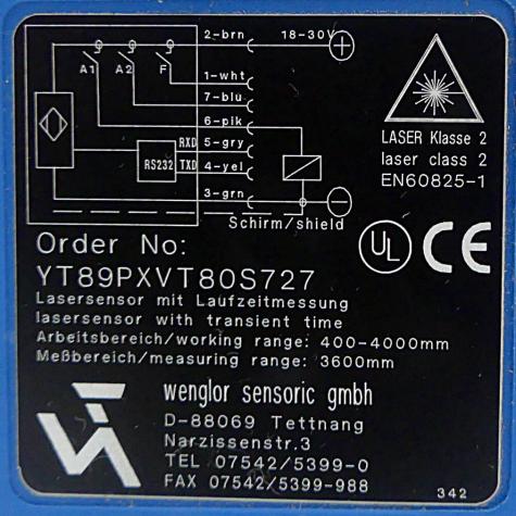Laser Sensor YT89PXVT80S727 New