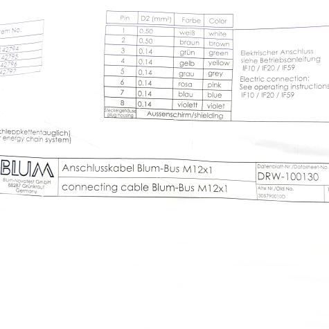 connecting cable Blum-Bus M12x1  New FS