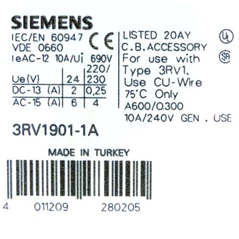 3 Pieces Auxiliary switch 3RV1901-1A 