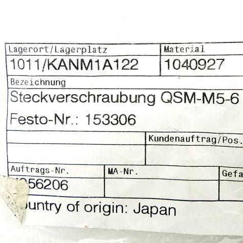 Steckverschraubung 153306 Neu OVP