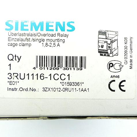 Überlastrelais 3RU1116-1CC1 Neu OVP
