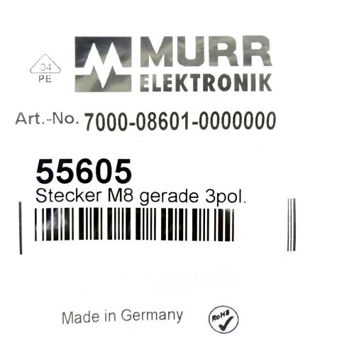 5 x M8 Stecker 7000-08601-0000000 Neu OVP