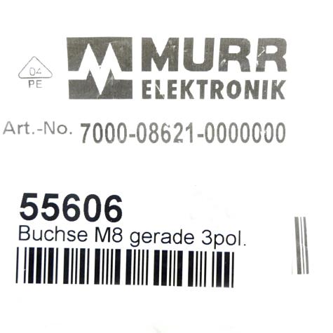 Sensor-/ actuator plug-in connector M8 straight, 3-pole 7000-08621-0000000 New FS