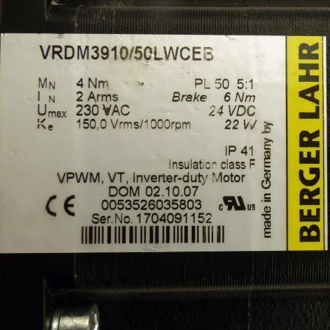 Inverter-Duty Motor VRDM3910/50LWCEB Gebraucht