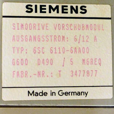 SIMODRIVE Vorschubmodul 6/12 A  Gebraucht