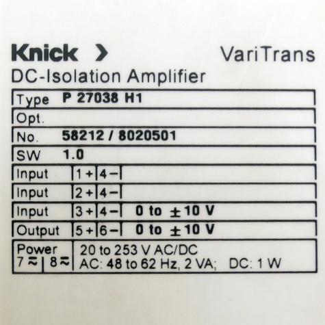 DC isolation amplifier P 27038 H1 Used
