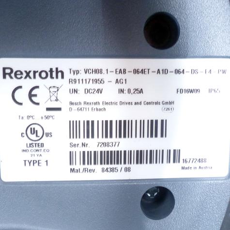 Indra Control VCH 08 VCH08.1-EAB-064ET-A1D-064-DS-E4-PW New FS