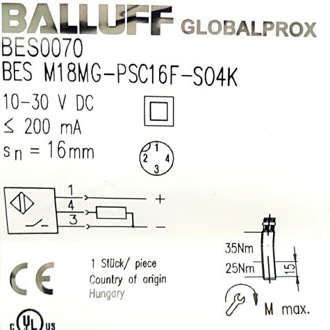 Inductive proximity switches BES0070 New FS
