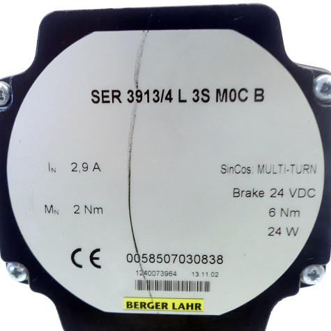 AC-Servomotor mit Multiturnencoder und Bremse SER3913/4 L 3S M0CB Gebraucht
