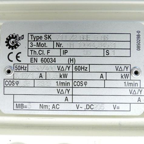 Getriebemotor 71 L/2 BRE 5 MS + 172 - 71 L/2 BRE 5 MS Gebraucht