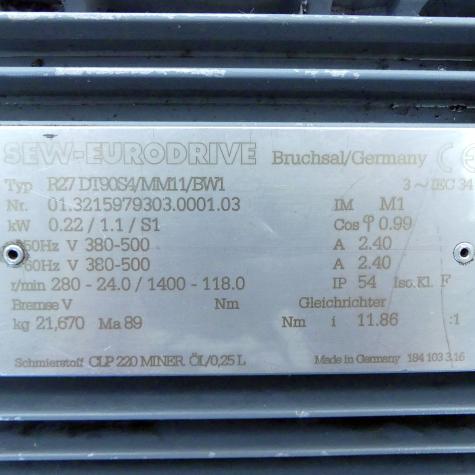gear motor R27DT90S4/MM11/BW1 Used