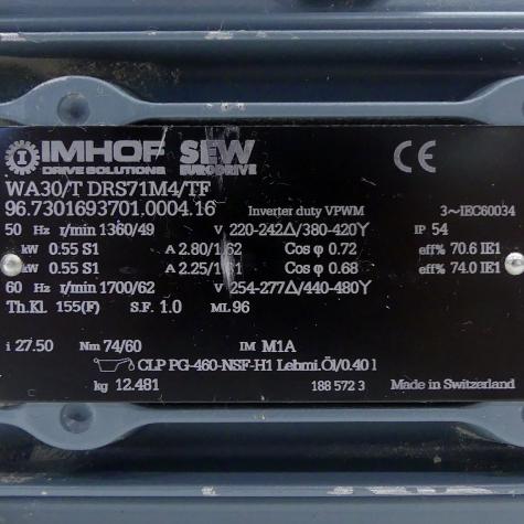 gear motor WA30/T DRS71M4/TF Used