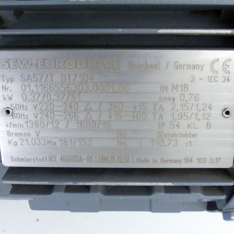 Gearmotor SA57/T DT71D4 Used