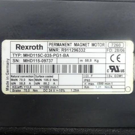 Three-phase servo motor MHD115C-035-PG1-BA MHD115C-035-PG1-BA  Used