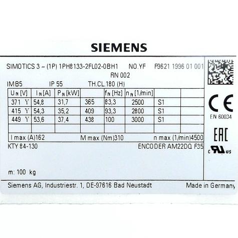 SIMOTICS M Compact synchronous motor  Used